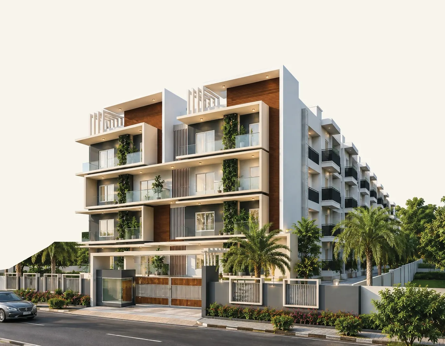Suprabhatham low-rise architectural view · Artist’s visualisation